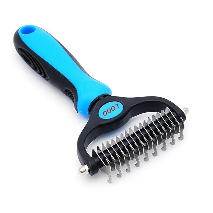Peigne Démêlant pour Chiens et Chats avec Lames en Acier Inoxydable - Brosse Démêlante pour Poils Enchevêtrés - Professionnel
