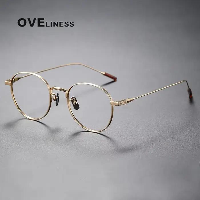 2025 rétro rond pur titane lunettes cadre hommes femmes montures de lunettes nouvelle marque Design