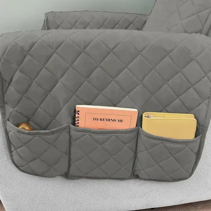 Housses de canapé matelassées solides avec poche latérale pour protection antidérapante et rangement pratique pour salon et bureau occasions spéciales