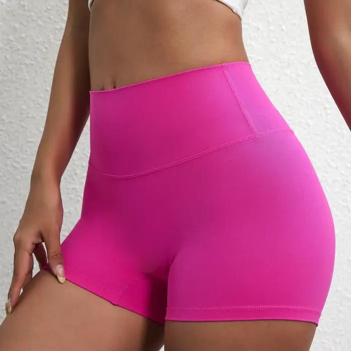 Sexy couleur unie femmes Sport jambe courte courte doux confortable serré Compression entraînement c