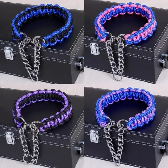 Collier de haute qualité réglable pour chiens moyens et grands en fibre avec fonction séparable pour promenade et occasions spéciales