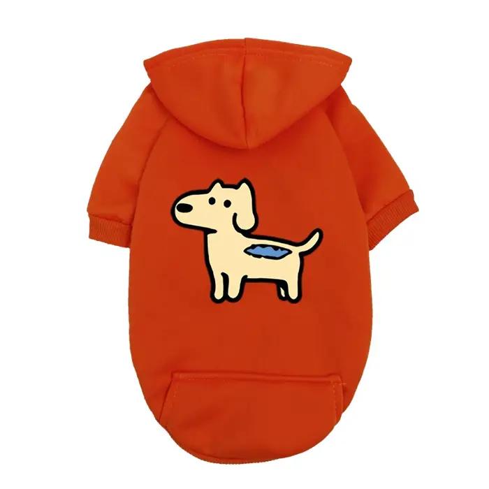 Sweat à capuche marron pour chien – Design de dessin animé pour chiot fantaisiste – Vêtements pour animaux de compagnie en polaire douce pour petites races – Confortable et élégant