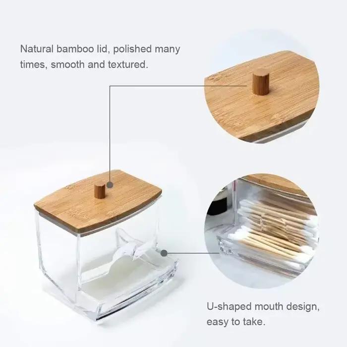Boîte de rangement pour coton-tige, conteneur pour coton-tige à Double tête, couvercle carré Transpa