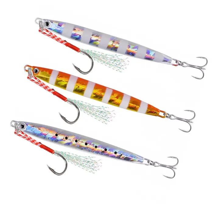1Pc Long métal gabarit leurre de pêche coulée lente gabarits cuillère 10G 20G 30G 40G 60G bar de mer