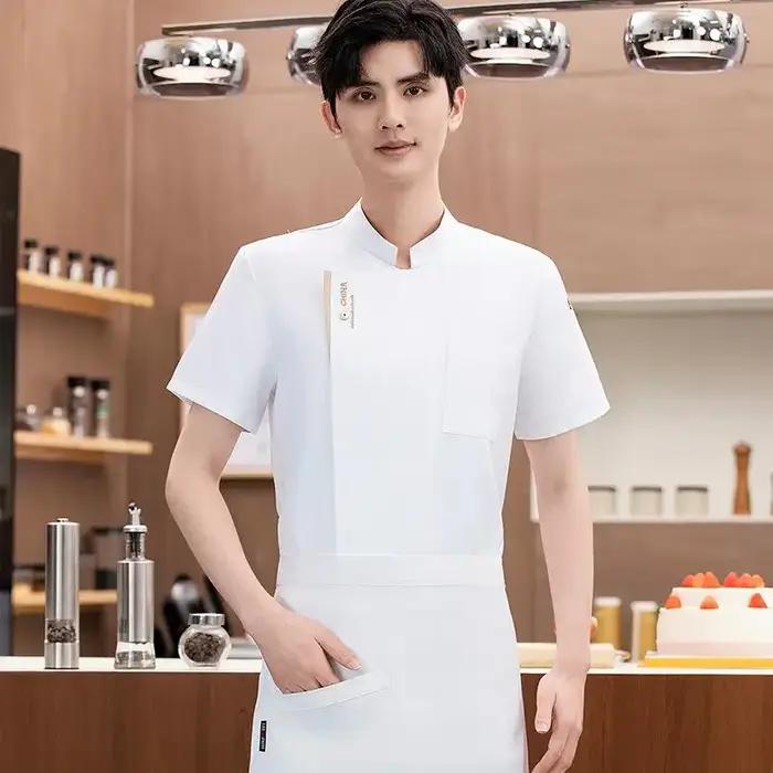 Veste de chef homme polyestère imprimable pour travail en cuisine restauration service alimentaire occassions professionnelles
