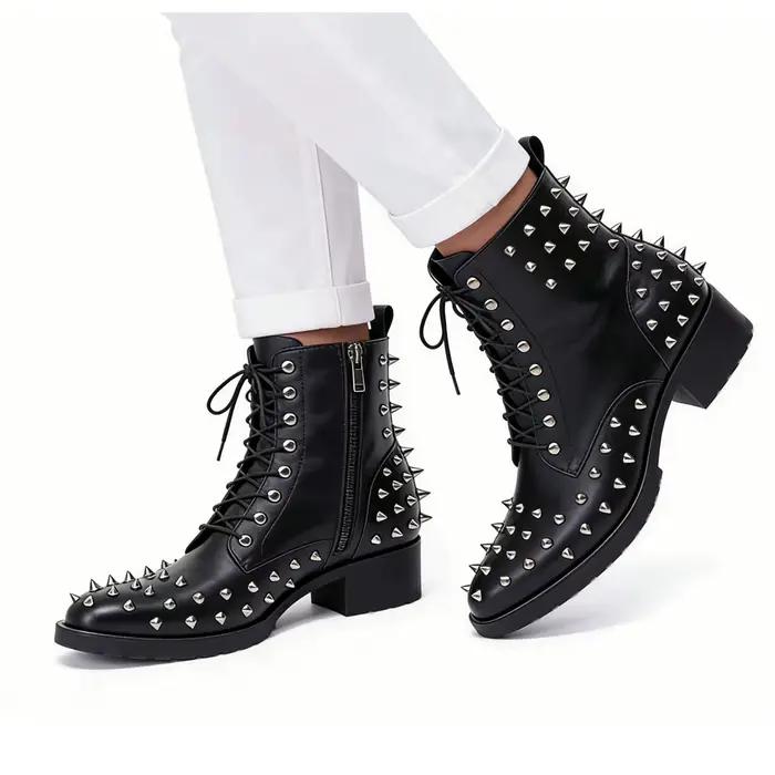 Bottes provoqué pointues en cuir véritable pour hommes