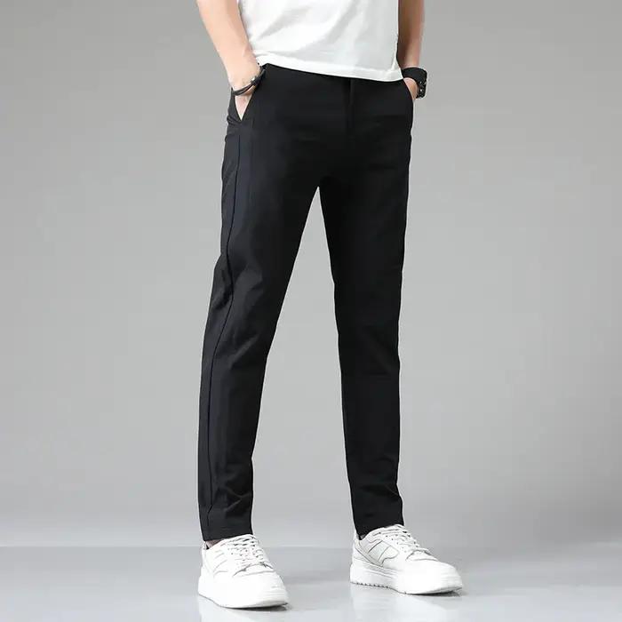 Pantalon Ultra-fin pour hommes, extensible, Slim, droit, décontracté, haute qualité, mode, respirant