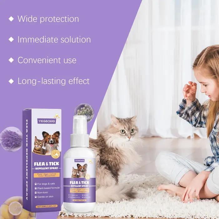 Yegbong Spray Répulsif Anti-Puces et Tiques pour Animaux de Compagnie