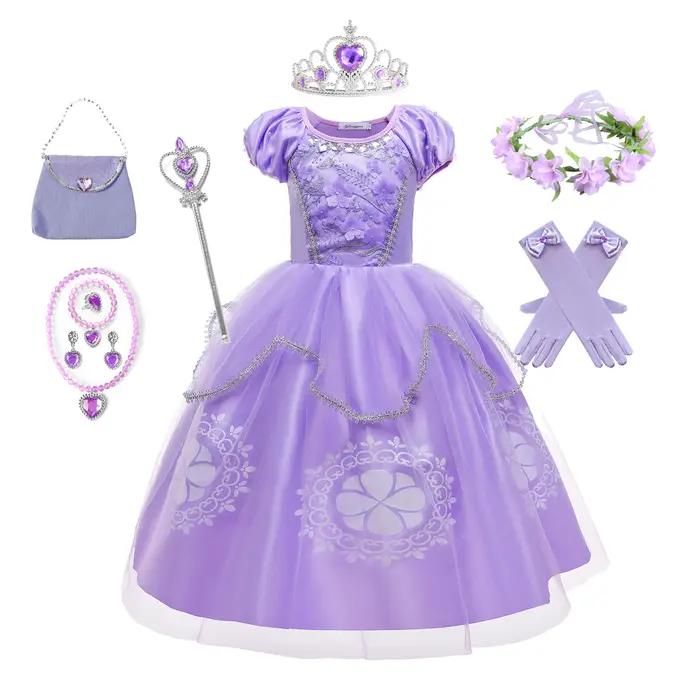 Filles Aurora Belle Raiponce Sofia Princesse Robe Halloween Pâques Cosplay Costume Fête Enfants Robes