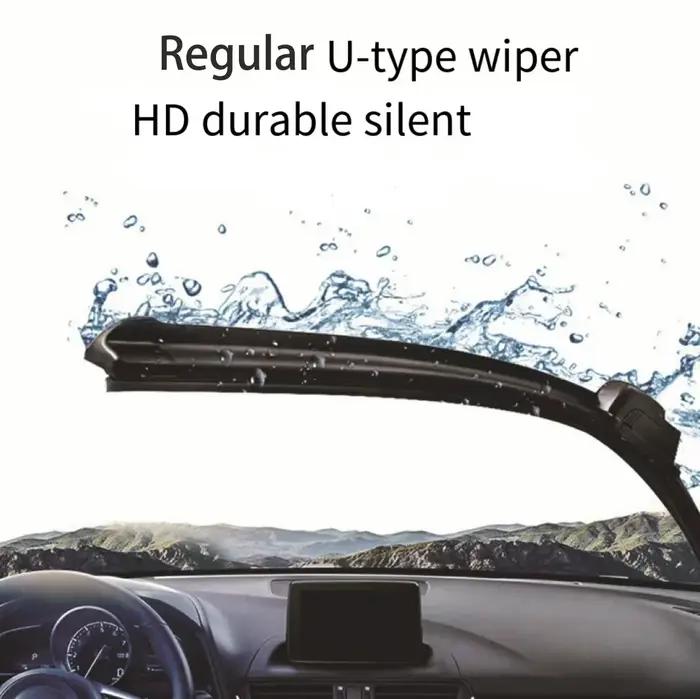 Essuie-glace avant de voiture en forme de U, en caoutchouc souple, désossé, HD, silencieux, Durable,