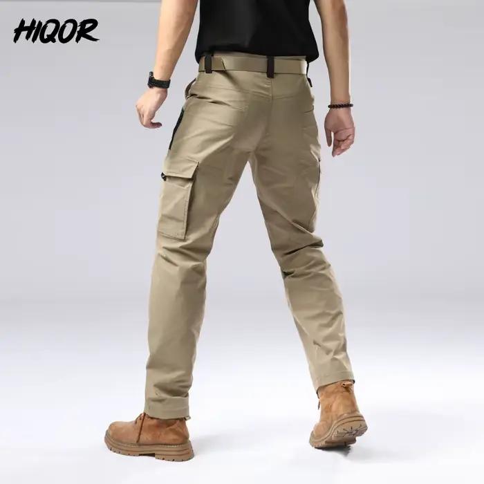 Pantalon cargo homme été HIQOR pour randonnée et travail - Coupe droite décontractée jogger américain