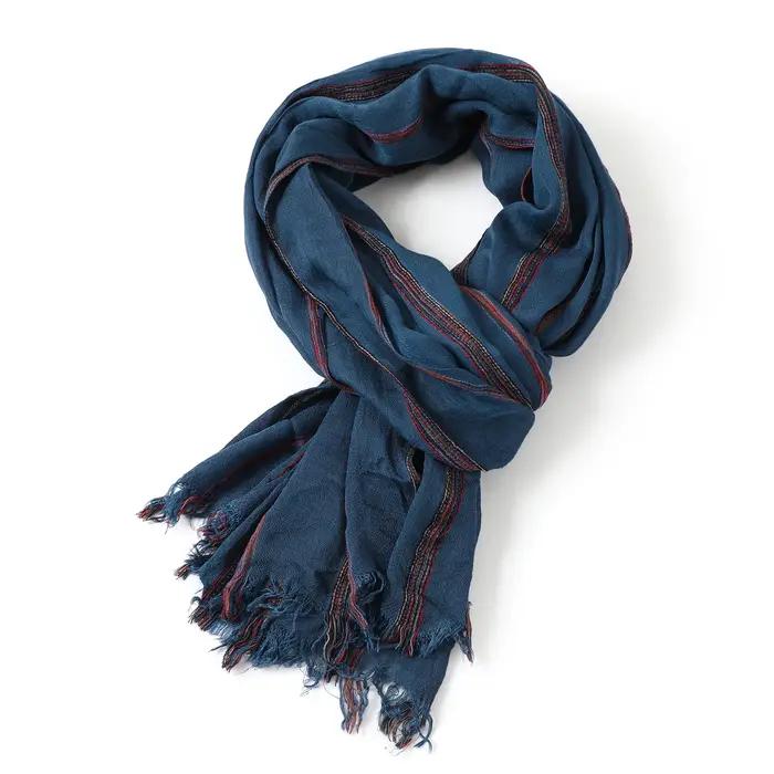Écharpe en lin de coton rayée pour hommes élégante et chaleureuse pour les quatre saisons et diverses occasions spéciales