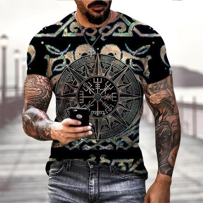 T-shirt homme imprimé runes viking arbre de vie 3D décontracté pour hommes occasions spéciales