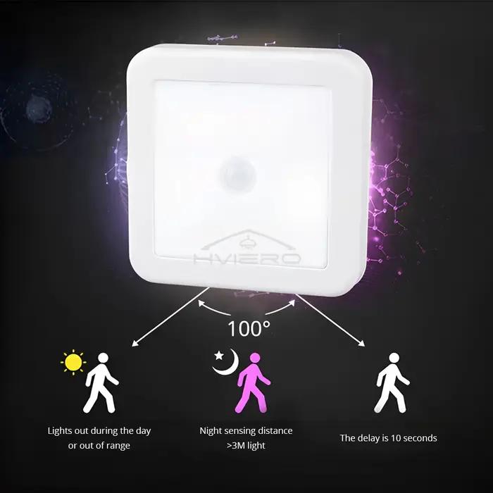 LED veilleuse capteur de mouvement intelligent batterie USB charge actionnée lampe de chevet salon c