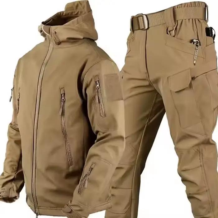 Ensembles de vestes tactiques imperméables d'hiver pour hommes, veste de randonnée et de chasse en softshell, pantalon cargo en polaire, survêtements