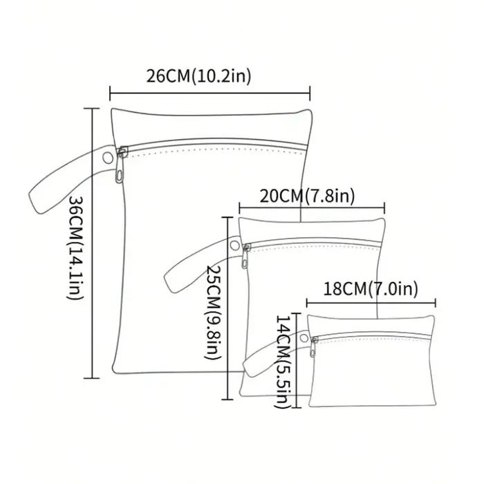 Elinfant 3 pièces sac sec et humide Portable pour maillots de bain, sacs à couches imperméables pour