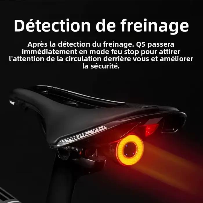 Lumière arrière intelligente ROCKBROS pour vélo avec détection automatique de freinage, étanche IPx6, pour randonnées nocturnes et courses cyclistes