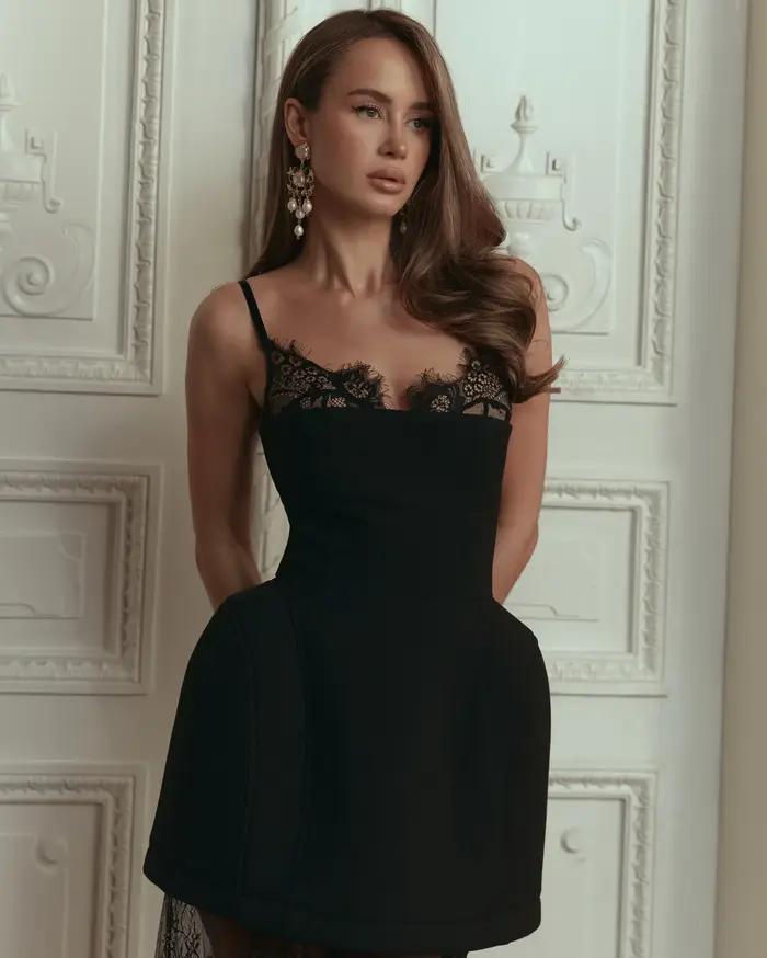 Robe de soirée noire en dentelle pour femme, sexy, avec appliques en dentelle, robe de bal et de coc