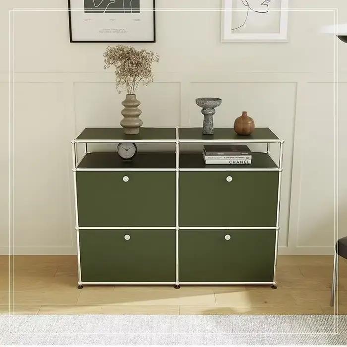 Commode moderne en acier inoxydable vert Olive, meuble TV, Module de rangement, combinaison de buffe