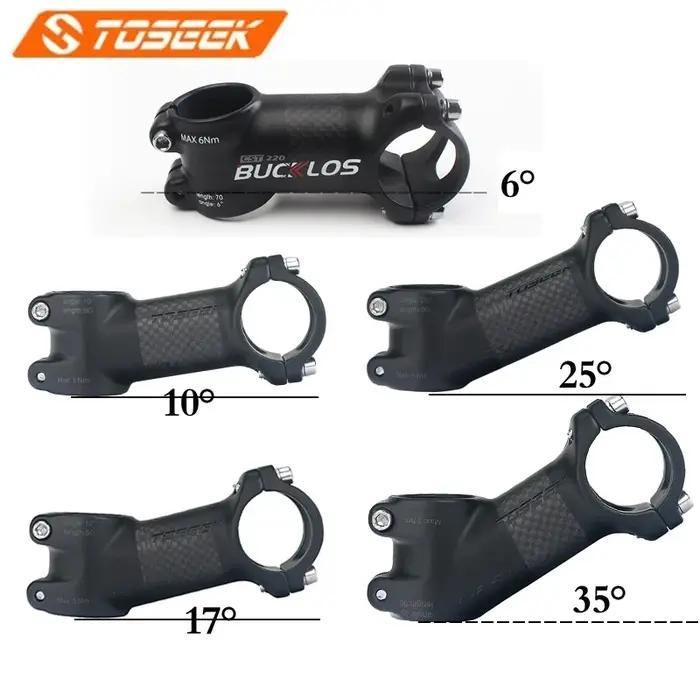Toseek tige de vtt en Fiber de carbone 6/10/17/25/35 degrés tige de vélo tige ultralégère 60/70/80/9