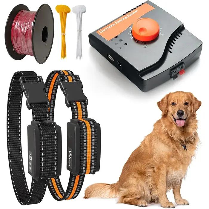 Clôture Électrique Filaire pour Chien Système de Confinement de Limite pour Animaux de Compagnie Collier Étanche et Rechargeable pour 1 2 3 Chiens Occasions Spéciales Sécurité Animale