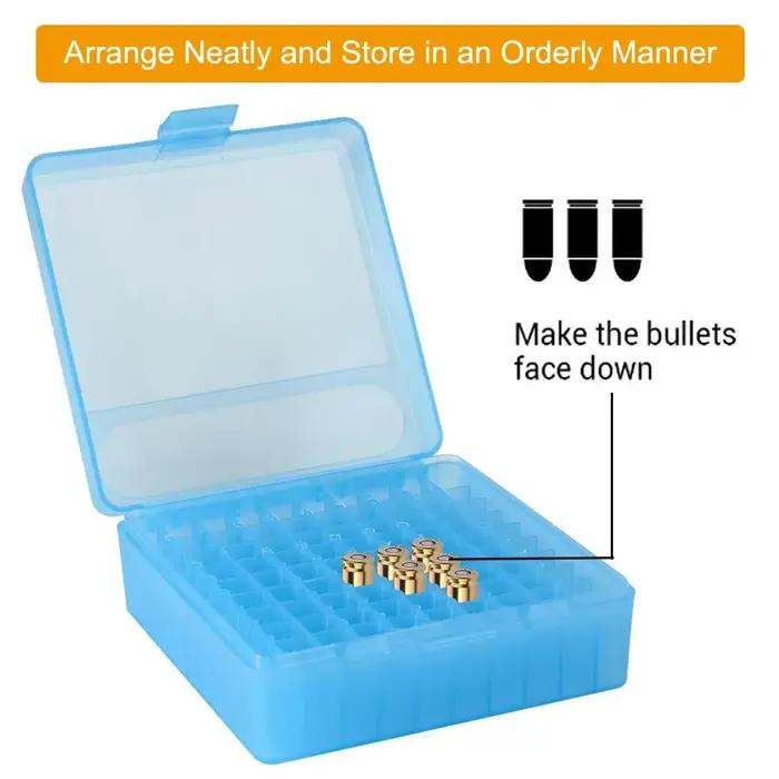Boîte à balles tactique 50/100 rondes 9mm/.223/.38Super pistolet fusil munitions boîte de rangement de transport étui à balles rabattable accessoire de chasse