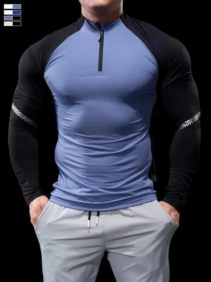 Collants d'automne et d'hiver pour hommes, vêtements de Fitness, polos, demi-zip, vêtements de cours
