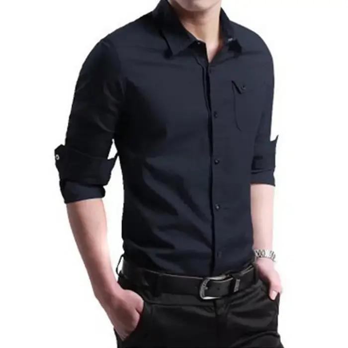 Chemise Homme Décontractée Habillée Nouvelle Collection 2026 Vêtements de Marque Célèbre Vert Armée Manches Longues Camisa Masculina