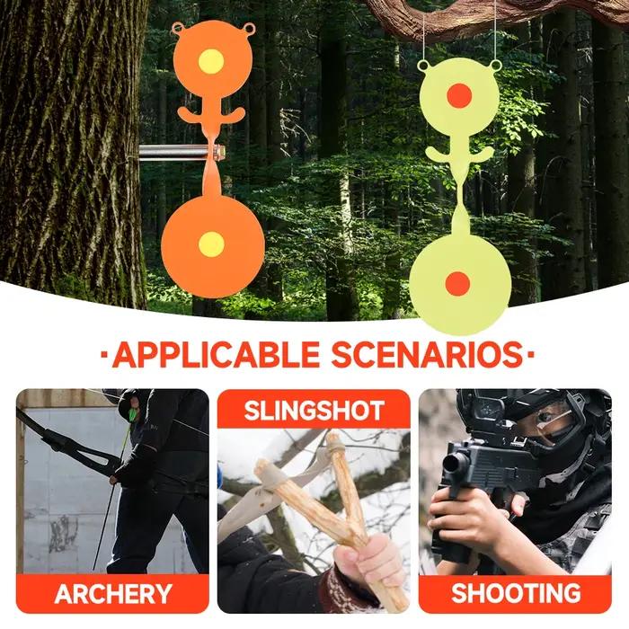 Arbre Tatget Plinking Spinner cible de chasse et de tir en acier Option animaux vert Orange Pack fronde lanceur pneumatique