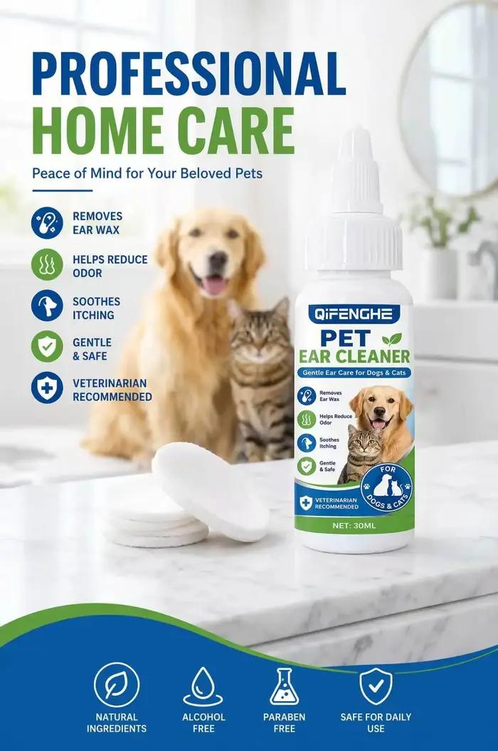Gouttes nettoyantes pour oreilles d'animaux de compagnie 30 ml pour chiens et chats