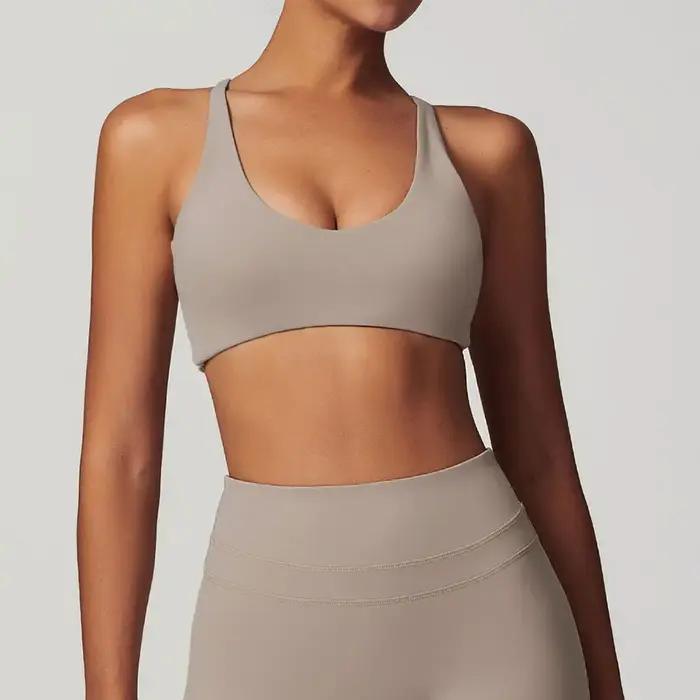 Soutien-gorge de sport en nylon et spandex tricoté pour femmes, respirant et élégant pour course à pied, yoga, randonnée et autres activités physiques