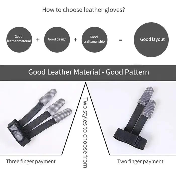 Gants de chasse à l'arc traditionnel 3 doigts en cuir pour tir sportif et protection des archers