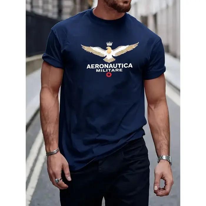 T-shirt décontracté pour homme Aeronautica Militare à imprimé aigle