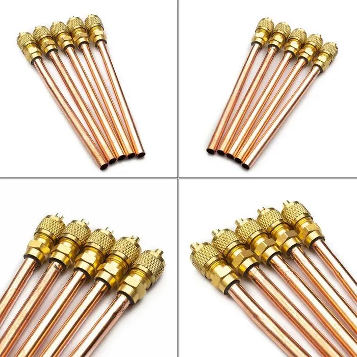Valves d'accès de réfrigération pour climatiseur, 5 pièces, 6mm OD, Tube en cuivre, pièces de rempli