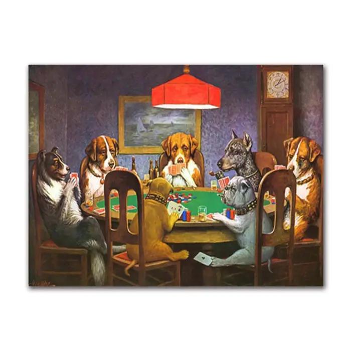 Chiens jouant au Poker drôle Art affiche et impressions mur Art photo Cool chien de compagnie carlin