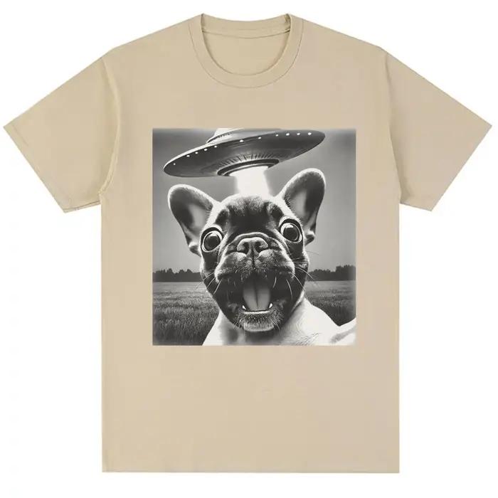 Bouledogue français UFO drôle Meme graphique T-shirt Vintage mode femmes à manches courtes surdimensionné été t-shirts Streetwear personnalité