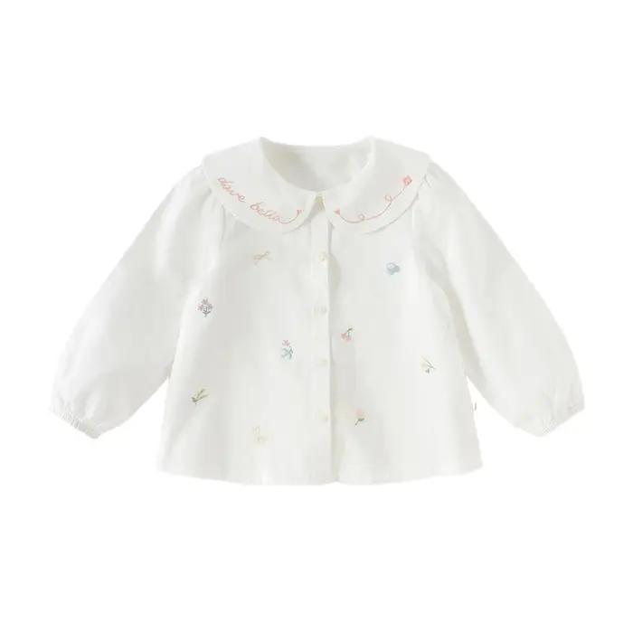 Dave Bella enfants coton chemise automne printemps manches longues filles blouse décontractée élégant blanc vêtements