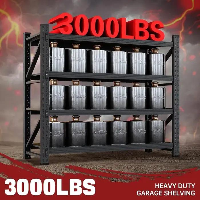 POPULAR.3000LBS étagères de rangement, étagère de garage 48 "W, étagères de garage réglables en méta