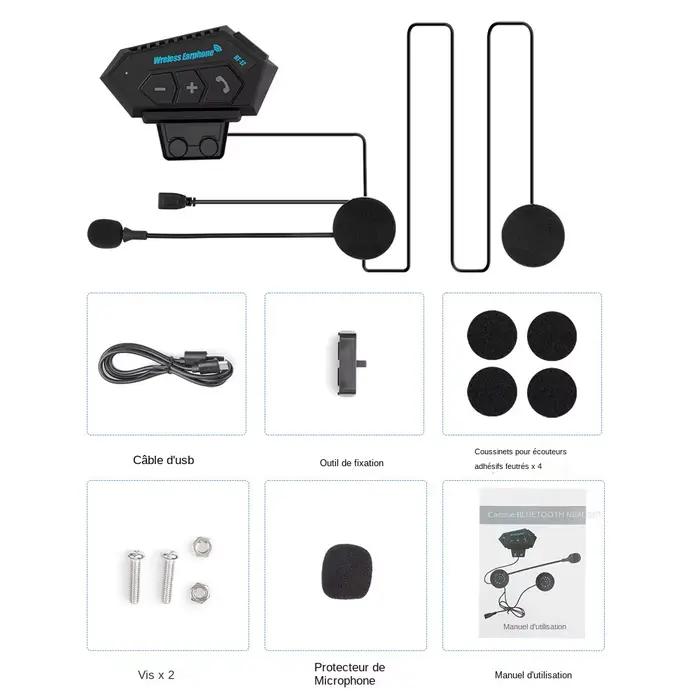 Casque de moto BT, Kit d'appel mains libres sans fil