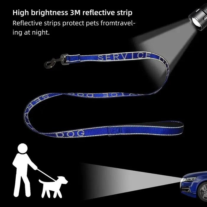 Laisses pour petits chiens et chats, couleur unie, Service pour chiens et Support émotionnel, laisse Jacquard à réflexion, entraînement de marche pour animaux de compagnie puissants