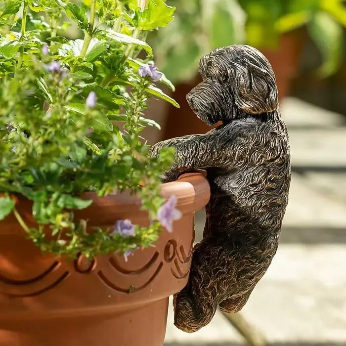 Paysage de chien plantes en pot pendentif jardin extérieur résine artisanat