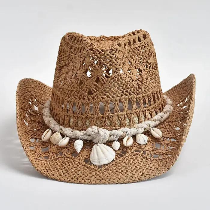 Chapeau de paille tissé à la main d'été pour femmes