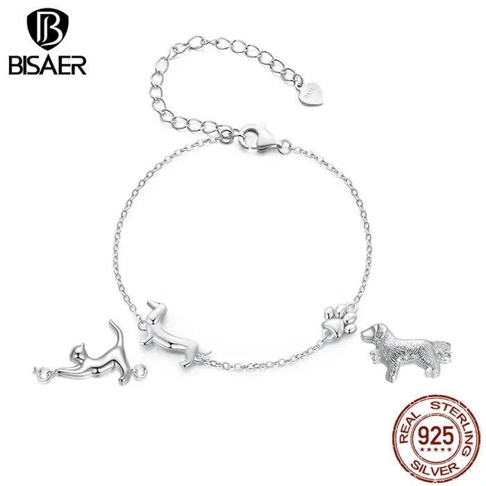Bracelet Bisaer Teckel en argent sterling 925 plaqué platine pour femmes, cadeau pour anniversaire, engagement, mariage et autres occasions spéciales