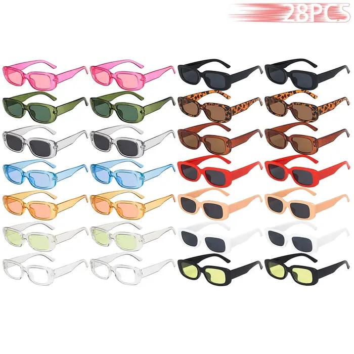 28 pièces petit modèle rectangulaire lunettes de soleil pour femmes Vintage marque concepteur carré