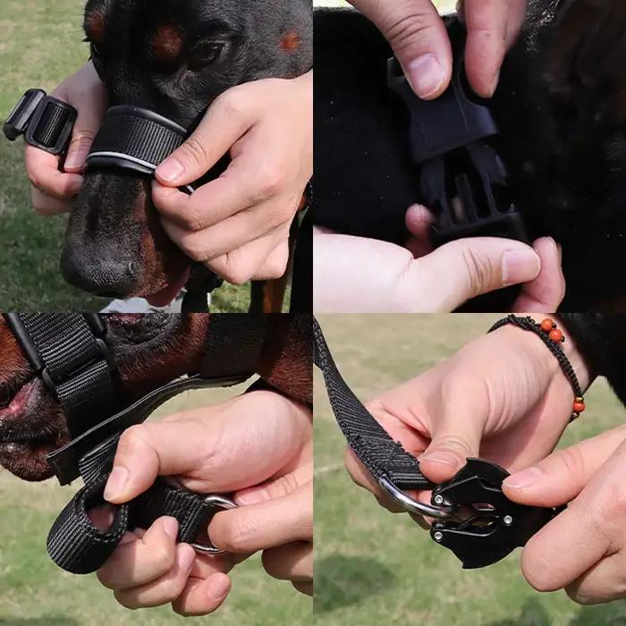 Muselière en nylon pour chiens de toutes tailles ajustables avec sangles réfléchissantes pour promenades sécurisées et entraînement de comportement