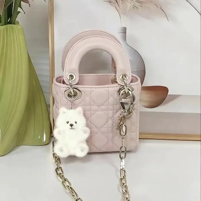 Porte-clés pendentif chien Samoyed en peluche super doux