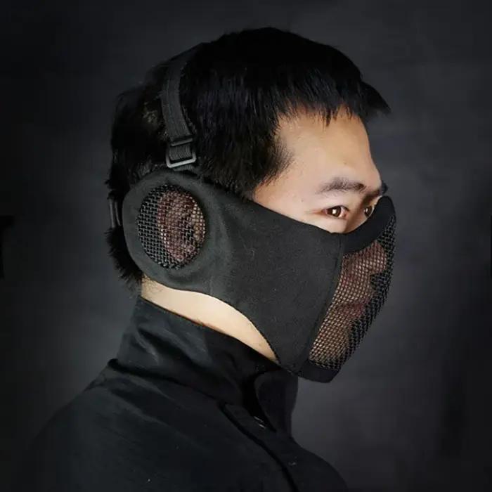 Tactical Airsoft Mask Half Face Paintball Shooting CS Foldable Steel Mesh