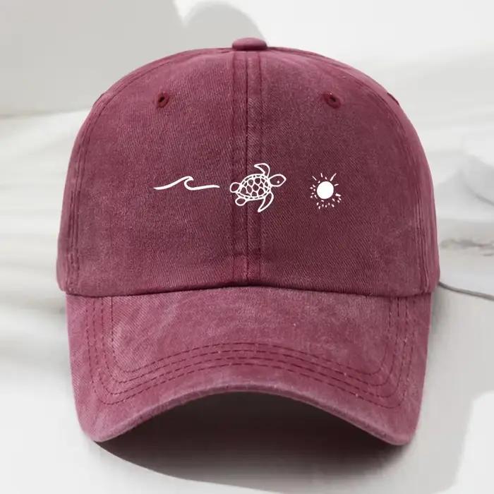 Casquette de baseball imprimée à motif de tortue style décontracté pour homme et femme plage et ville occasionnels