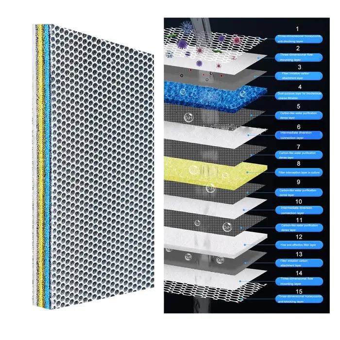 Accessoire de filtration eponge 15 couches pour aquarium polyether polyester durable sans colle respectueux de l'environnement pour poissons ocasions speciales