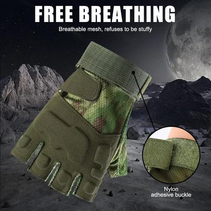 Gants de chasse demi-doigt mitaines absorbant chocs pour vélo paintball tir outdoor
